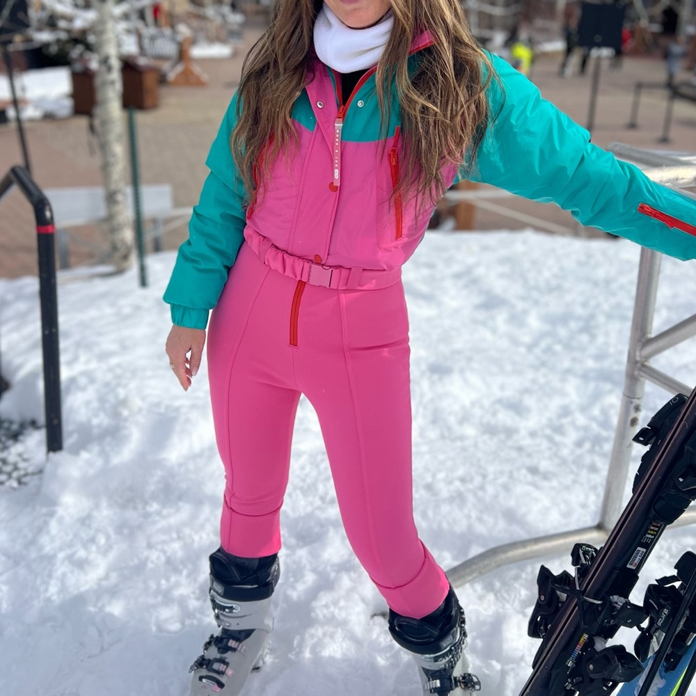 ASOS pink and green ski suit - worn once - size US 4